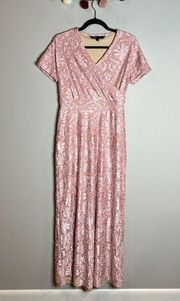 🌺 LuLaRoe Elegant Noelle Faux Wrap dress light pink velvet jacquard