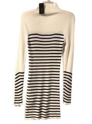 rag & bone kate striped ribbed knit cashmere sweater dress turtleneck XL $378