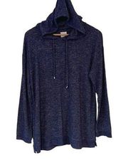 Weekends by Chico's Women's Pullover Hoodie Long Sleeve Stretch Navy Blue Size 1