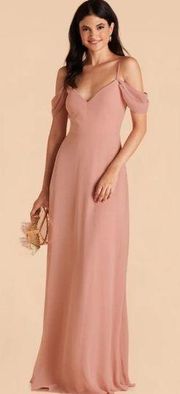 Devin Convertible Off Shoulder Bridesmaid Dress in Dusty Rose Size S