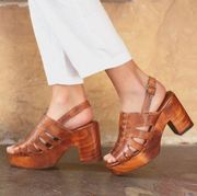 Bed Stu 6.4 Fontella Leather Wood Clogs in Tan