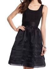 White House Black Market Fit & Flare Silk Cocktail Dress Black Size 0 EUC