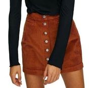 Aritzia Wilfred Free Womens Corduroy Karmen Skirt 10 Burnt Orange Button Front