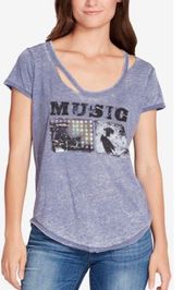 Burnout Distressed Music Oversized T-Shirt