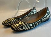 Rebecca Minkoff Black/Gold Woven Uma‎ Flat 8.5 M