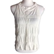 Gray Collective Ribbed High Neck Embroidered Open Sides Top