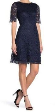 Eliza J Navy‎ Glitter Lace A-line Dress