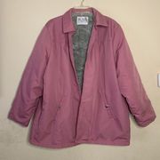 Vintage Pink Canvas Coat XXL  Women's Zipper Fleece lined.