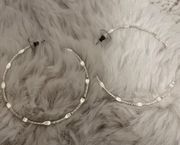 Silver Textured Hoop Earrings NWOT