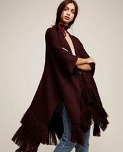 Free People Solstice Plum Fringe Blanket Shawl