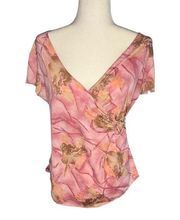 Y2K Pink Wrap-Style Blouse