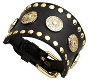 X H&M Genuine Leather Studded Snap Bracelet