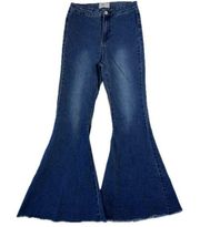 Blank Paige Jeans Medium High Waist Super Flare Bell Bottom Jeans Boho Festival