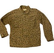 Frame Womens Leopard Cargo Jacket Long Sleeve Zip Snap Button Brown Tan Size S