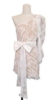 For Love & Lemons Dynasty White Lace One-Shoulder Mini Dress Sz Extra Small