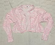 Pink Zebra Cropped Button Up