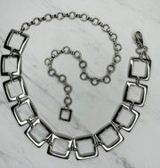 Soho Design Chunky Square Silver Tone Chain Link Belt OS One Size Made in Italy