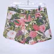 Anthropology Elevenses Floral Shorts Side Zipper Closure
