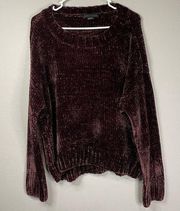 Sanctuary Red Chenille Sweater M Oversized Velvet Long Sleeve Casual Chunky