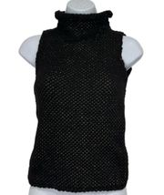 Armani Exchange Black And Gold Chunky Turtleneck Vest Sweater