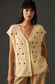 ANTHROPOLOGIE Maeve Spades Sweater Vest Sz Small