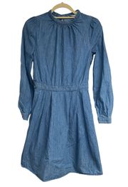 & Other Stories denim look dress long sleeve keyhole opening in back size 4