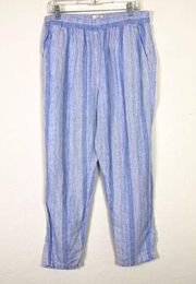 C&C California Blue & White Striped Linen  Casual Summer Pants Size L