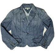 Womens TOMMY HILFIGER Denim One Button Blazer Jean Jacket Cotton Size M