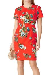 Black Halo Jodee Sheath Dress in Red Floral Print Size 18 Short Sleeve Crew Neck