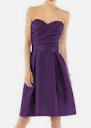 Alfred Sung purple strapless cocktail dress with pockets Size 8