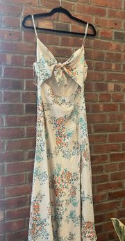 Satin Floral Tie Front Maxi Dress 