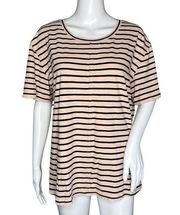 Splendid Shirt Womens Medium Pink Black Striped Casual Basic Neutral Minimalist