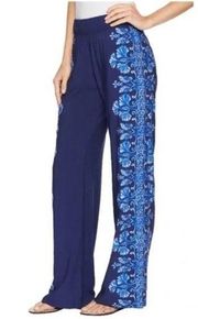 Lilly Pulitzer Bal Harbour Palazzo Wide Leg Floral Pants Blue Small