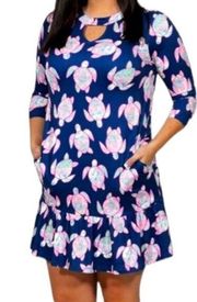 Simply Southern Womens XL Knee Length Dress Turtle Print