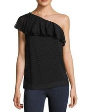 Paige black Shandi one shoulder silk blouse