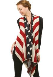 Do Everything In Love Womens Oversized Drapey American Flag Cardigan Sweater OS