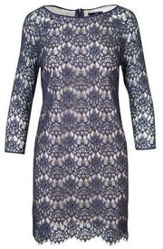 Tibi Navy Blue Lace Mini Dress Size 4 US