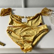 NWT Better Be Gold Velvet Crop top Bikini large