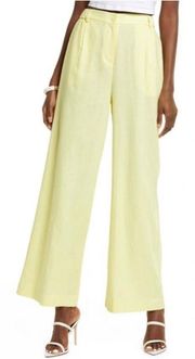 Linen Blend Trousers in Yellow Elfin