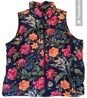 Lands End NWOT bright floral puffer vest