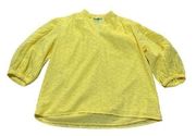 Draper James womens small bright yellow eyelet lace shirt top lined cute reese p