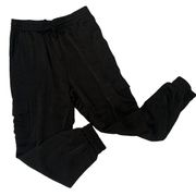 Sadie & Sage Pants Black Satin Like Cargo Joggers Lightweight Size M