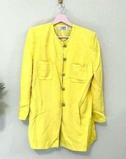 Vintage Lady V by Valentino Yellow Jeweled Button Lightweight Blazer Jacket