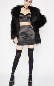 Tic Toc Black Satin High Waist Mini Skirt