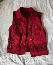 Maroon Red Crop Jean Vest