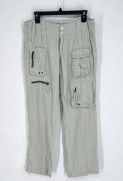 Pete & Greta by Johnny Was NEW Y2K Cargo Pants *READ* Linen Size 6 Pale Green