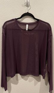 ATHLETA Sheer Long Sleeve Breathe Pullover Purple Circuit Top