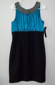 Tiana B. colorblock beaded neckline dress