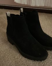 black suede platform mini boots