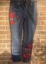 Gorgeous rose embroidered jeans by true religion size 26